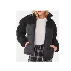 Faux Shearling Puffer Jacket